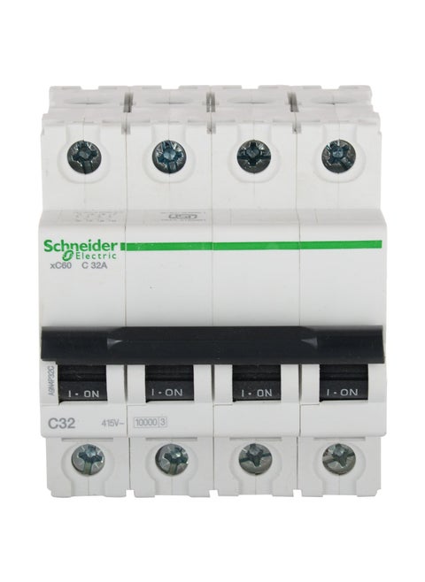 Schneider Electric Acti 9 32Ampere 4Pole C Curve MCB Polycarbonate Standard Size White FE_A9N4P32C