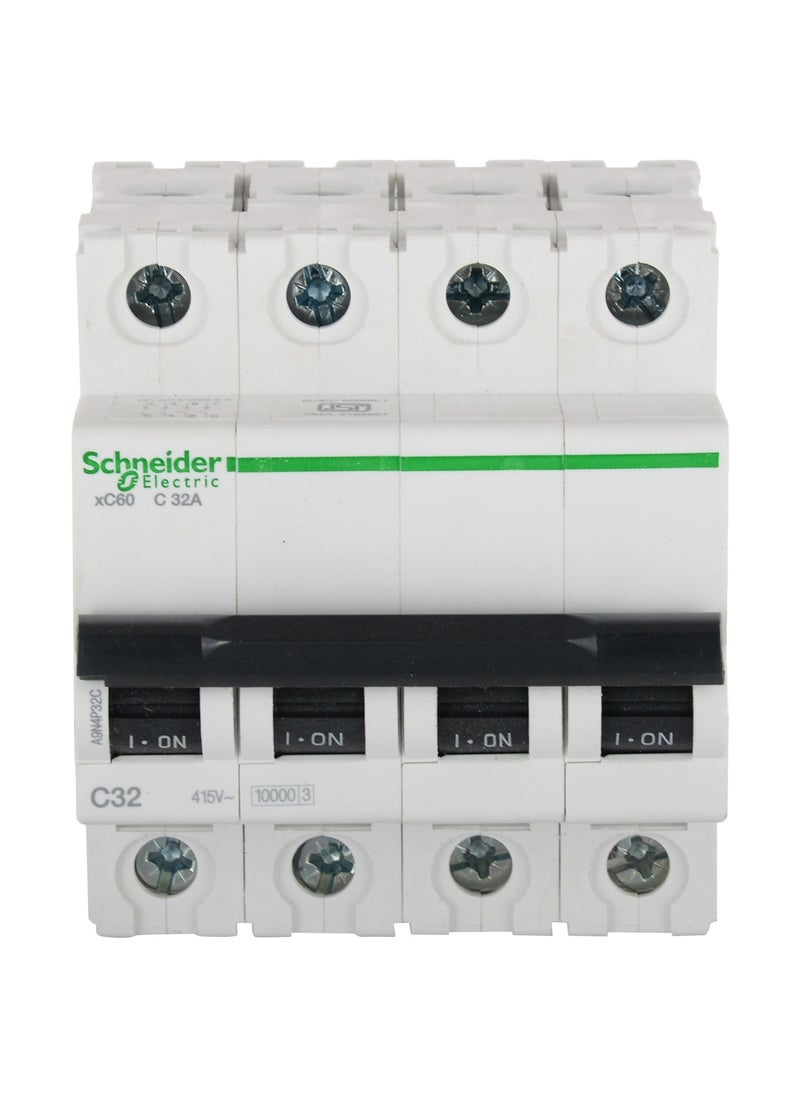 Schneider Schneider Electric Acti 9 32Ampere 4Pole C Curve MCB Polycarbonate Standard Size White FE_A9N4P32C  - Image 1