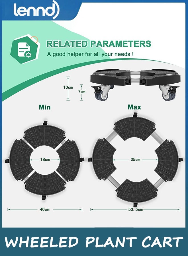 LENND Plant Caddy with Wheels Heavy Duty, Adjustable Plant Stand with Wheels, Large Plant Dolly Cart for Vertical Garden Tower, Vertical Planters, Patio Umbrella Base, Plant Pots, Trash Can - Image 2