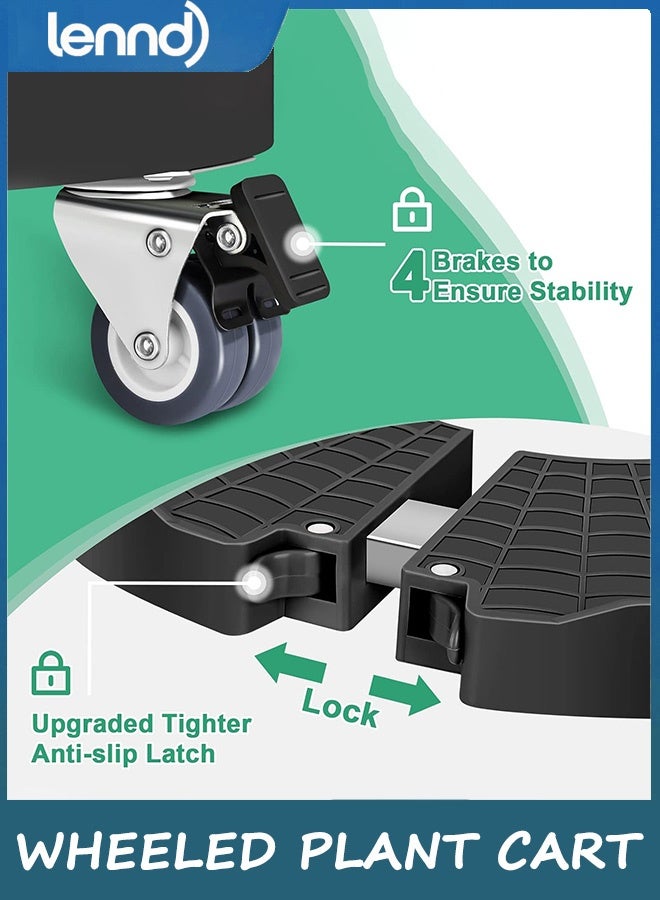 LENND Plant Caddy with Wheels Heavy Duty, Adjustable Plant Stand with Wheels, Large Plant Dolly Cart for Vertical Garden Tower, Vertical Planters, Patio Umbrella Base, Plant Pots, Trash Can - Image 5