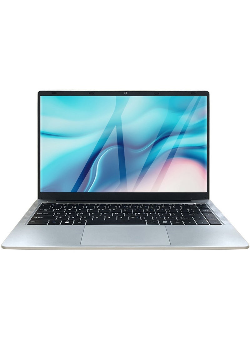 مول ويل حاسوب محمول مزود بشاشة عرض 14 بوصة، ومعالج Celeron N3710 وذاكرة وصول عشوائية سعة 8 جيجابايت/ذاكرة تخزين ثابتة سعة 128 جيجابايت/رسومات إنتل عالية الجودة الإنجليزية/العربية انزلاقي أسود - Image 1