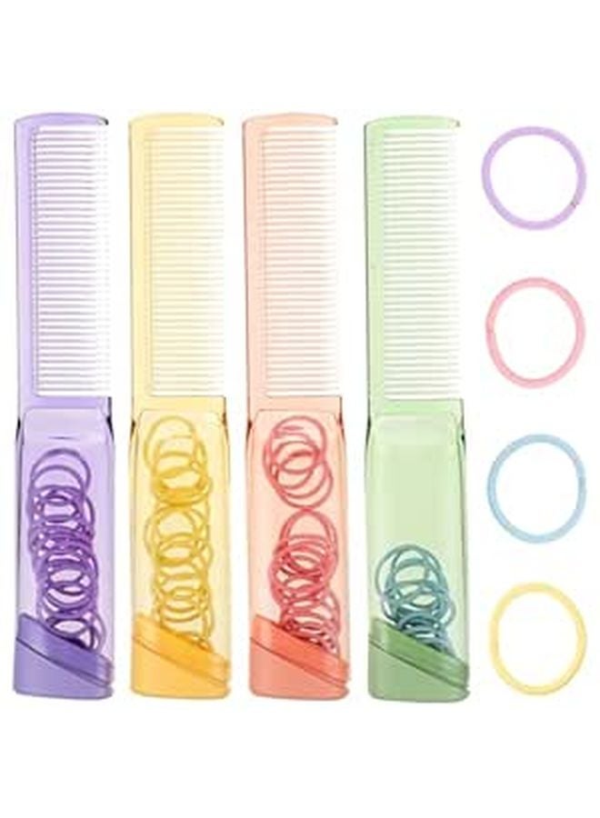 Portable Detangling Comb Set With Anti Static Fine Comb And Hair Bands For Travel 4Pcs - Image 1