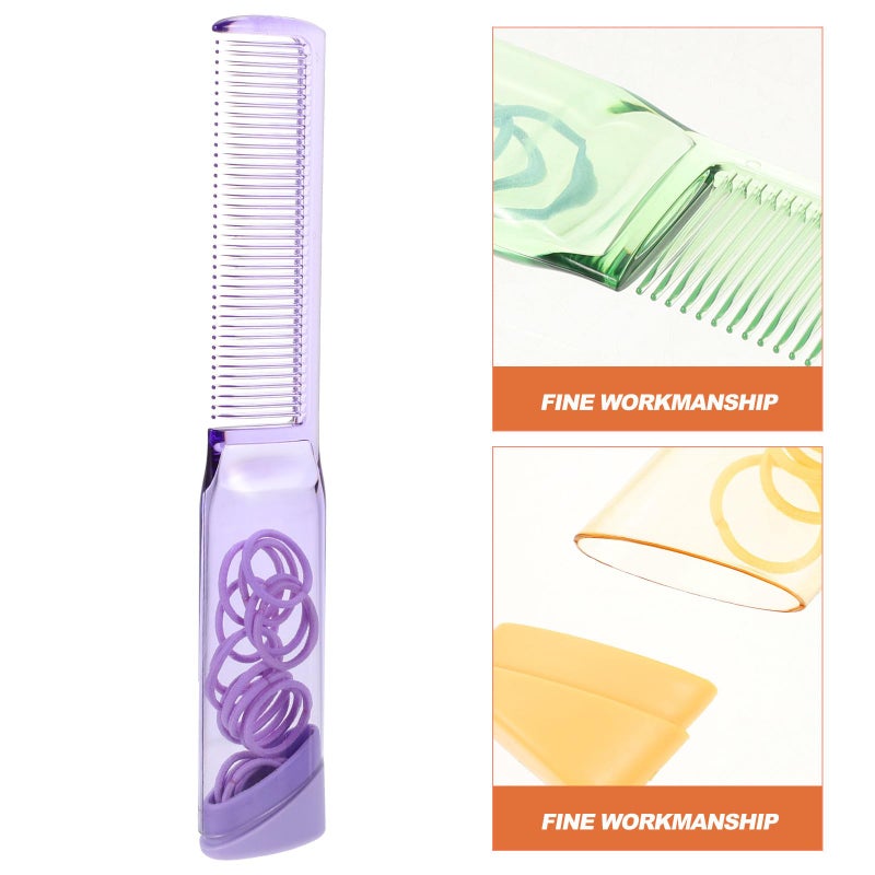Portable Detangling Comb Set With Anti Static Fine Comb And Hair Bands For Travel 4Pcs - Image 4