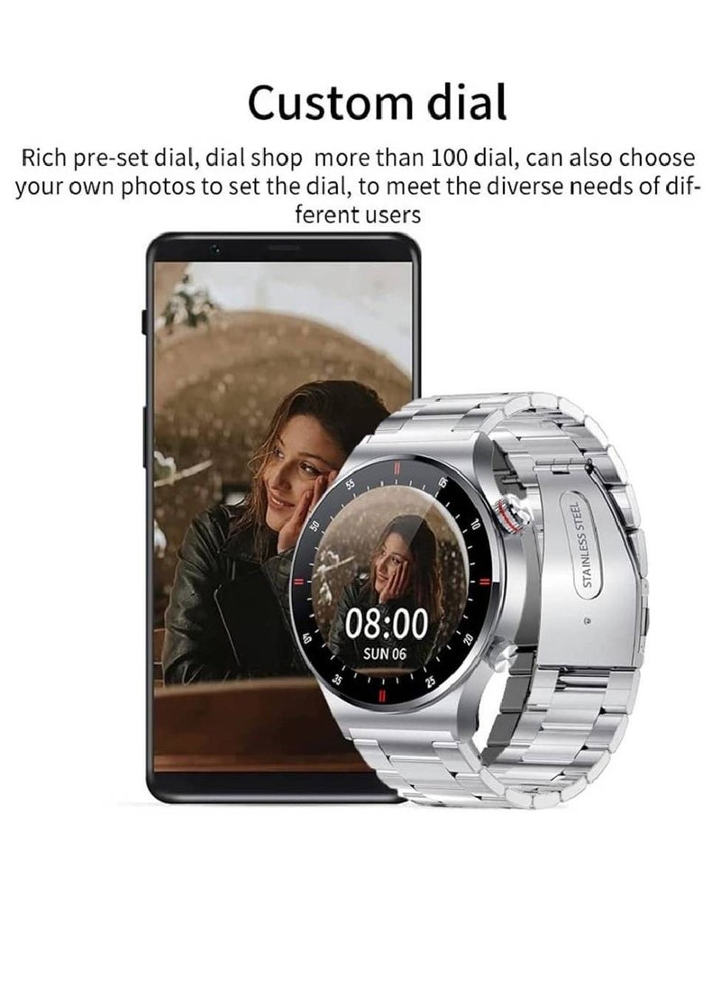 miYou Stainless Steel Fitness Watch IP67 Waterproof Activity Tracker With Heart Rate/Sleep Monitor Pedometer Smart Watch For Android iOS (Silver)  - Image 2