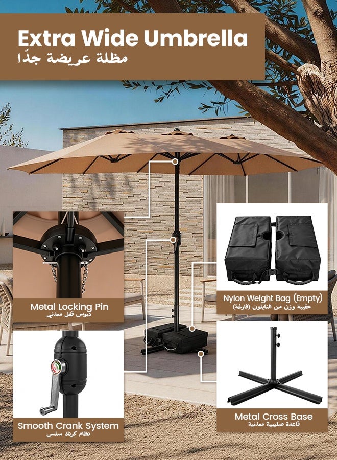 SOLARALIFE 15FT Diameter Patio Umbrella with 99.9% UV Protection, Big Beach Umbrella with 12 Heavy‑Duty Steel Ribs, Waterproof Fade‑Resistant Sun Shade with Cross Base & Sandbags for Garden Pool Beach - Image 4