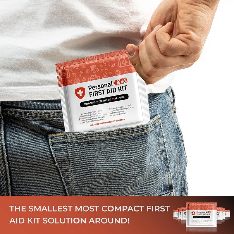 pH Advantage Personal First Aid Kit 10 Pack  Clean Treat Protect Minor Cuts Scrapes and Burns  Perfect for Home Office Car School Business Camping  Individually Wrapped First Aid Products Orange - Image 5