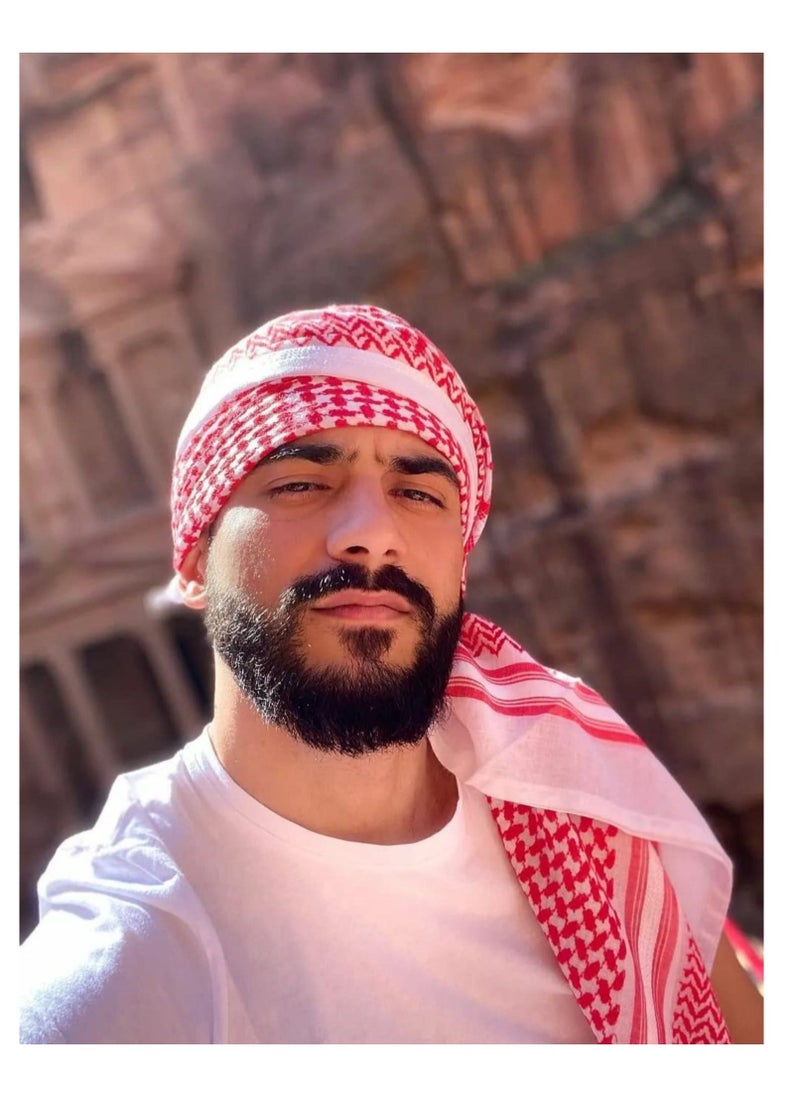 Generic Keffiyeh Arab Head Scarf for Men Sheikh Muslim Turban Saudi Dubai Headwear, Shemagh Tactical Desert Neck Headwear for Men and Women, 55x55 Inch  - Image 5