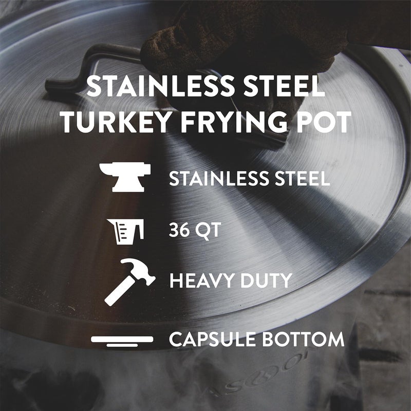 GasOne Stainless Steel Stockpot with Basket â€“ 36qt Stock Pot with Lid and Reinforced Bottom â€“ Heavy-Duty Cooking Pot for Deep Frying, Turkey Frying, Beer Brewing, Soup, Seafood Boil â€“ Satin Finish - Image 3