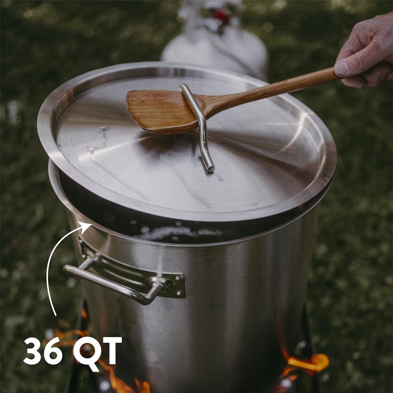 GasOne Stainless Steel Stockpot with Basket â€“ 36qt Stock Pot with Lid and Reinforced Bottom â€“ Heavy-Duty Cooking Pot for Deep Frying, Turkey Frying, Beer Brewing, Soup, Seafood Boil â€“ Satin Finish - Image 5