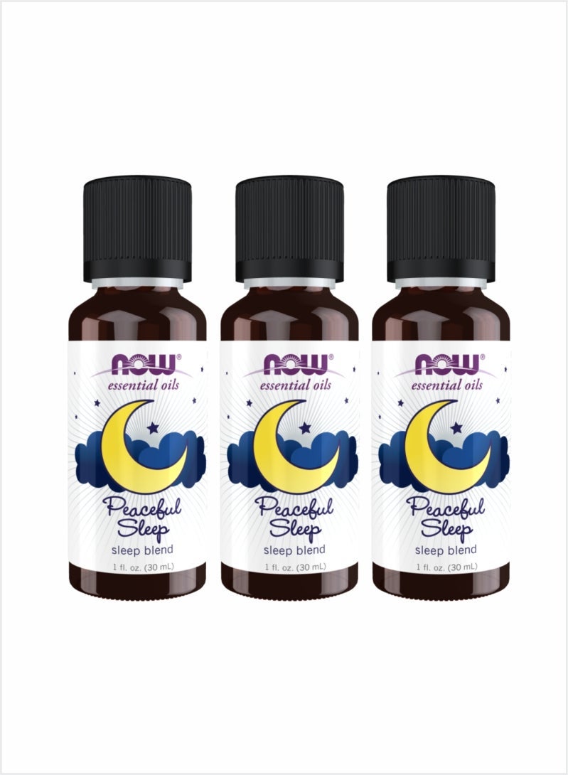 NOW Essential Oils Peaceful Sleep Blend - Relaxing & Calming, 30ml (Pack of 3)