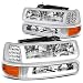 DNA MOTORING Pair Headlight Assembly Compatible with 9902 Silverado 1500 25000102 Silverado 1500 2500 HD wLED Daytime Running Light Bar ChromeAmber HLLBCSIL99CHAM - Image 2