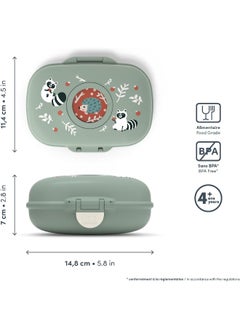 monbento monbento - MB Gram Raccoon Children's Snack Box - Raccoon - Boys and Girls - Ideal for Lunch or Snacks at School/Park - BPA Free - Food Safe - Green  - Image 2
