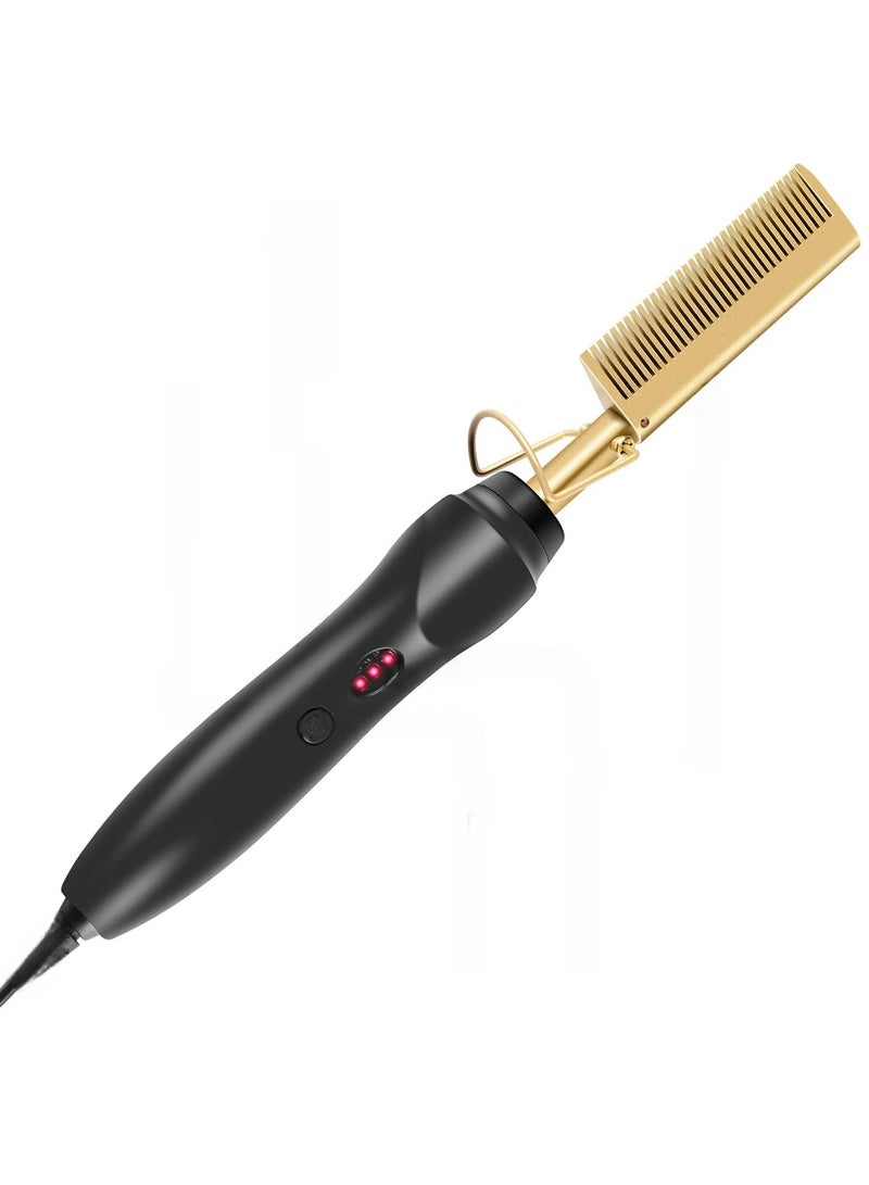 عام فرشاة تمليس ومكواة تجعيد ثنائية الاستخدام 2-in-1 - مشط حراري نحاسي بأيونات سالبة للشعر الرطب والجاف، أداة تصفيف متعددة الوظائف للمنزل، خفيفة ومحمولة - Image 1