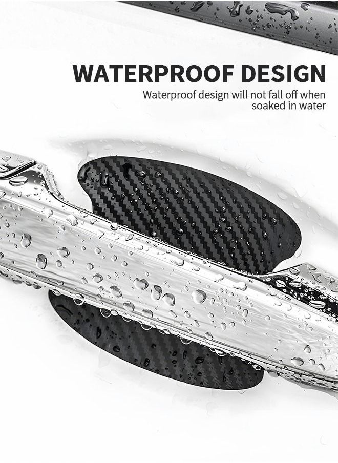 GROIC 5 PCS Car Door Handle Sticker,Carbon Fiber Anti-Scratches Car Door Cup Protector,Universal Auto Door Paint Guard Car Door Cup Scratch Protection Films,Automobile Decoration Accessories  - Image 3
