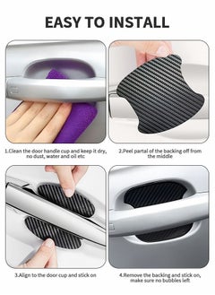 GROIC 5 PCS Car Door Handle Sticker,Carbon Fiber Anti-Scratches Car Door Cup Protector,Universal Auto Door Paint Guard Car Door Cup Scratch Protection Films,Automobile Decoration Accessories  - Image 5