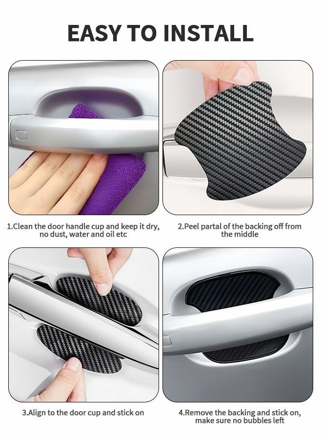 GROIC 5 PCS Car Door Handle Sticker,Carbon Fiber Anti-Scratches Car Door Cup Protector,Universal Auto Door Paint Guard Car Door Cup Scratch Protection Films,Automobile Decoration Accessories  - Image 5