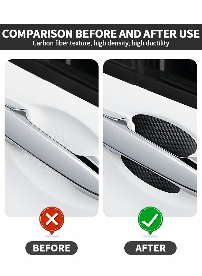 GROIC 5 PCS Car Door Handle Sticker,Carbon Fiber Anti-Scratches Car Door Cup Protector,Universal Auto Door Paint Guard Car Door Cup Scratch Protection Films,Automobile Decoration Accessories  - Image 2
