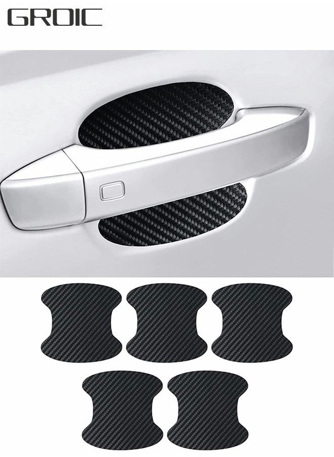 GROIC 5 PCS Car Door Handle Sticker,Carbon Fiber Anti-Scratches Car Door Cup Protector,Universal Auto Door Paint Guard Car Door Cup Scratch Protection Films,Automobile Decoration Accessories  - Image 1