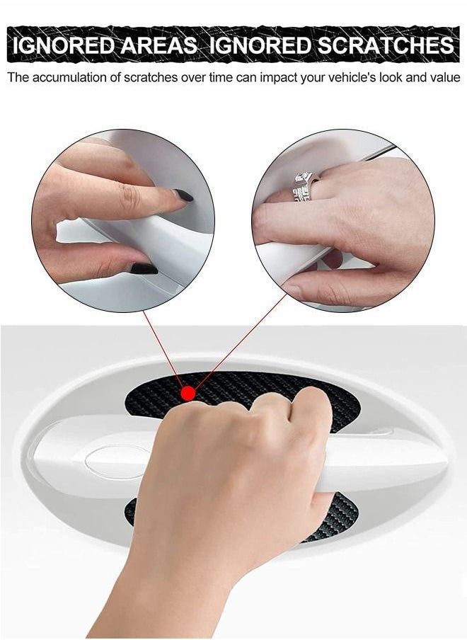 GROIC 5 PCS Car Door Handle Sticker,Carbon Fiber Anti-Scratches Car Door Cup Protector,Universal Auto Door Paint Guard Car Door Cup Scratch Protection Films,Automobile Decoration Accessories  - Image 4