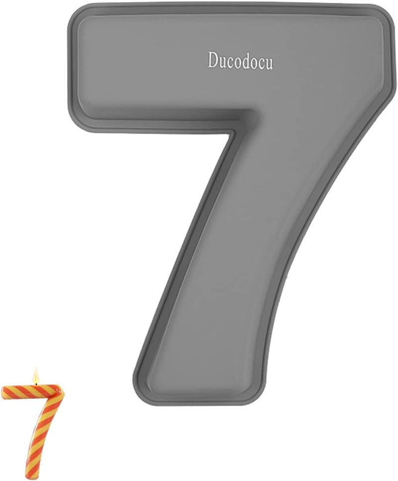 Ducodocu Silicone Cake Pans 3D Large Number Cake Mould Novelty Cake Tins DIY Baking Mold for Birthday Wedding Anniversary 10 inch Number of 7 - Image 1