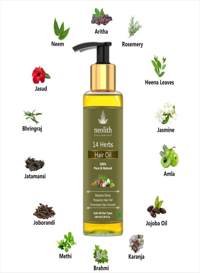 Neolith 14 Herbs Scalp and Hair Oil for Hair Fall Control, Scalp Nourishment, Hair Regrowth || 100 ML - Image 2