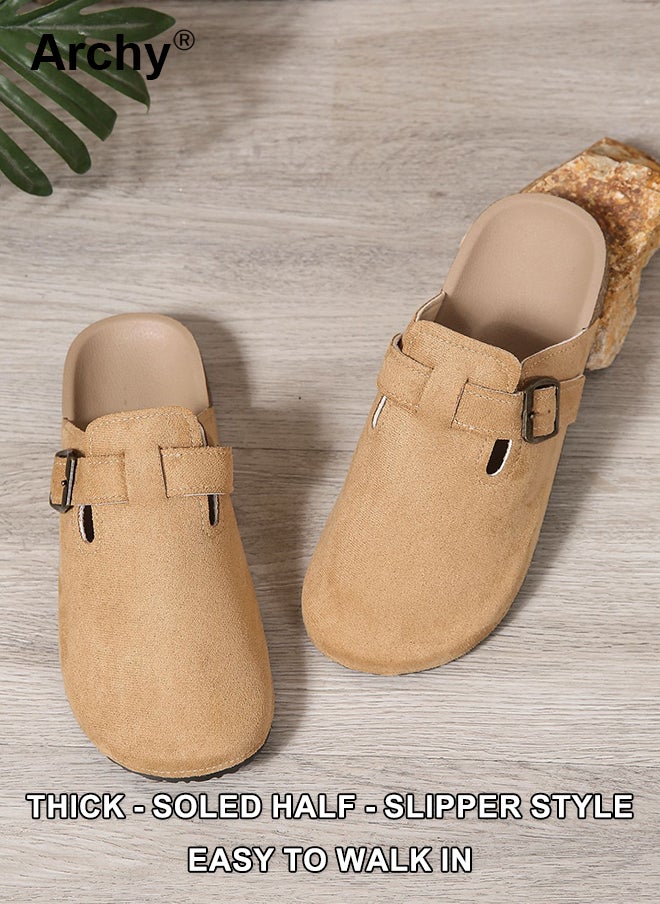 Archy Women's Comfortable Slip-On Mules - Breathable Suede Casual Shoes with Adjustable Buckle & Anti-Slip Sole for Home/Outdoor Wear  - Image 2
