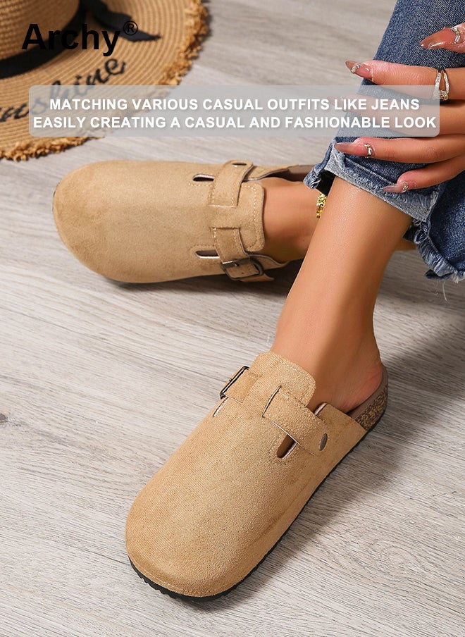 Archy Women's Comfortable Slip-On Mules - Breathable Suede Casual Shoes with Adjustable Buckle & Anti-Slip Sole for Home/Outdoor Wear  - Image 3