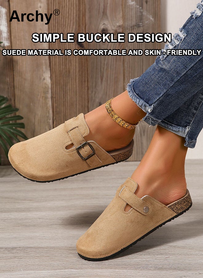 Archy Women's Comfortable Slip-On Mules - Breathable Suede Casual Shoes with Adjustable Buckle & Anti-Slip Sole for Home/Outdoor Wear  - Image 1