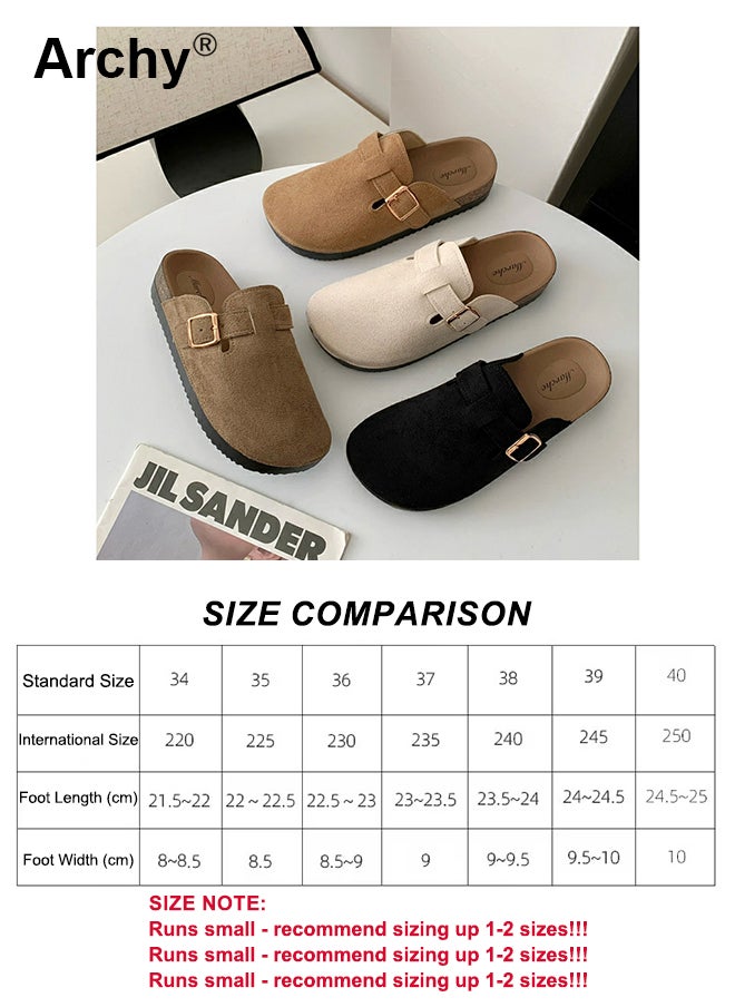 Archy Women's Comfortable Slip-On Mules - Breathable Suede Casual Shoes with Adjustable Buckle & Anti-Slip Sole for Home/Outdoor Wear  - Image 4