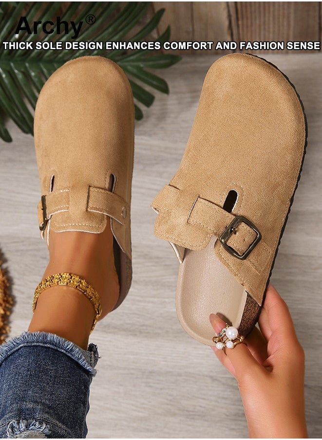 Archy Women's Comfortable Slip-On Mules - Breathable Suede Casual Shoes with Adjustable Buckle & Anti-Slip Sole for Home/Outdoor Wear  - Image 5