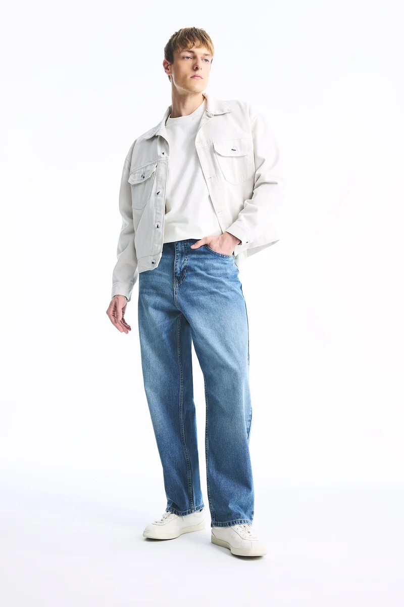 ديفاكتو Relax Fit Shirt Collar Cotton Jacket