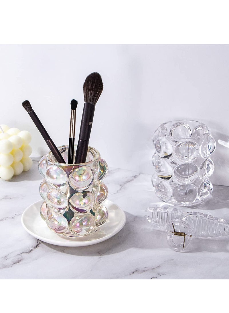 منظم فرش المكياج على شكل فقاعات، تخزين الفرش على شكل فقاعات كريستالية، تخزين أقلام الرصاص، ديكور الزينة، تخزين الملحقات متعددة الأغراض، ديكور المنزل (لون قوس قزح) - Image 5