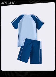 Joychic 2-piece Boys Summer Casual Swimsuits Kids Sun Protection Quick-drying and Breathable Short Sleeved Swimwear Separate Top and Bottom Set  - Image 2