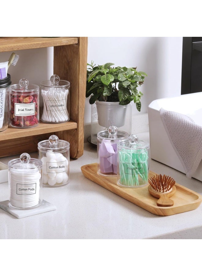 طقم من 4 حاملات للأعواد القطنية والكرات القطنية والمسحات القطنية والأقراص القطنية وخيوط تنظيف ما بين الأسنان - مجموعة حاويات بلاستيكية شفافة سعة 283 جم لتنظيم وتخزين أدوات النظافة ومستلزمات وأدوات المكياج في الحمام. - Image 3