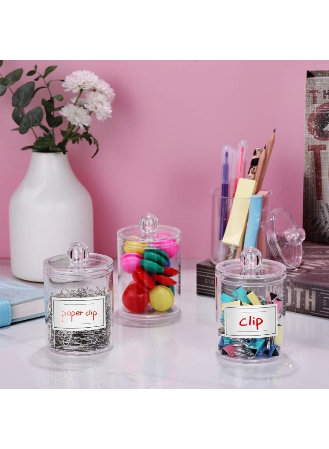 طقم من 4 حاملات للأعواد القطنية والكرات القطنية والمسحات القطنية والأقراص القطنية وخيوط تنظيف ما بين الأسنان - مجموعة حاويات بلاستيكية شفافة سعة 283 جم لتنظيم وتخزين أدوات النظافة ومستلزمات وأدوات المكياج في الحمام. - Image 4