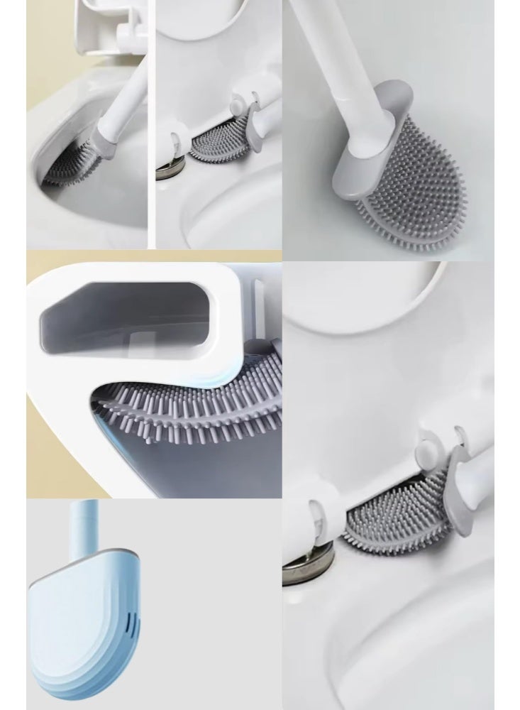 ايدا فرشاة تنظيف المرحاض من السيليكون مع حامل – تصميم صحي ومرن لتنظيف الحمام - Image 4