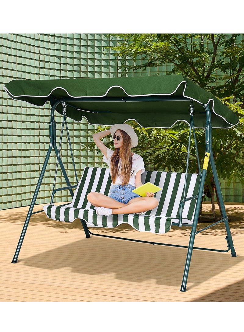 3 Person Outdoor Swing Chair with Padded Cushion
