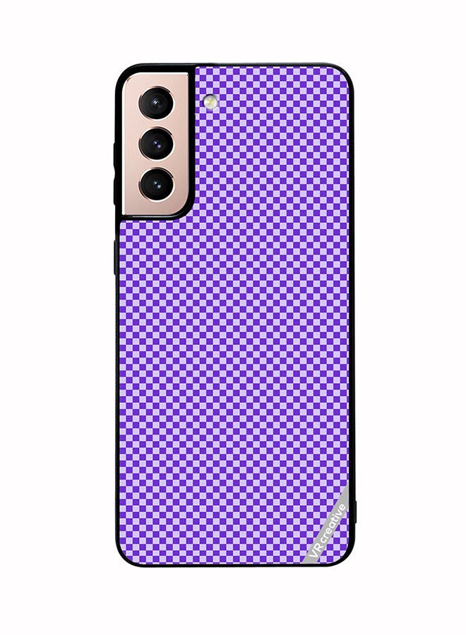 VR CREATIVE Protective Case Cover For Samsung Galaxy S21 Plus 5G Groovy Prply And White Checkerboard Design Multicolour - Image 1