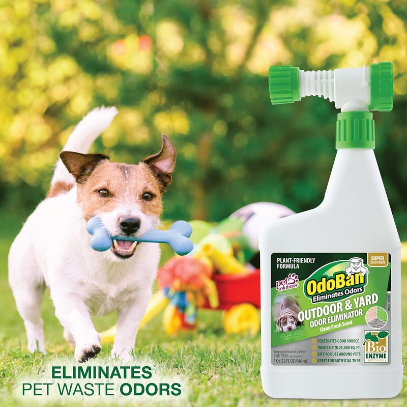 ODOBAN OdoBan Outdoor and Yard Odor Eliminator PlantFriendly Formula 32 Fluid Ounce Bottle with Hose End Sprayer 2Pack Clean Fresh Scent  - Image 3