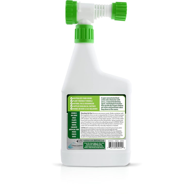 ODOBAN OdoBan Outdoor and Yard Odor Eliminator PlantFriendly Formula 32 Fluid Ounce Bottle with Hose End Sprayer 2Pack Clean Fresh Scent  - Image 2