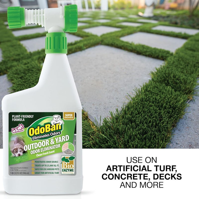 ODOBAN OdoBan Outdoor and Yard Odor Eliminator PlantFriendly Formula 32 Fluid Ounce Bottle with Hose End Sprayer 2Pack Clean Fresh Scent  - Image 4