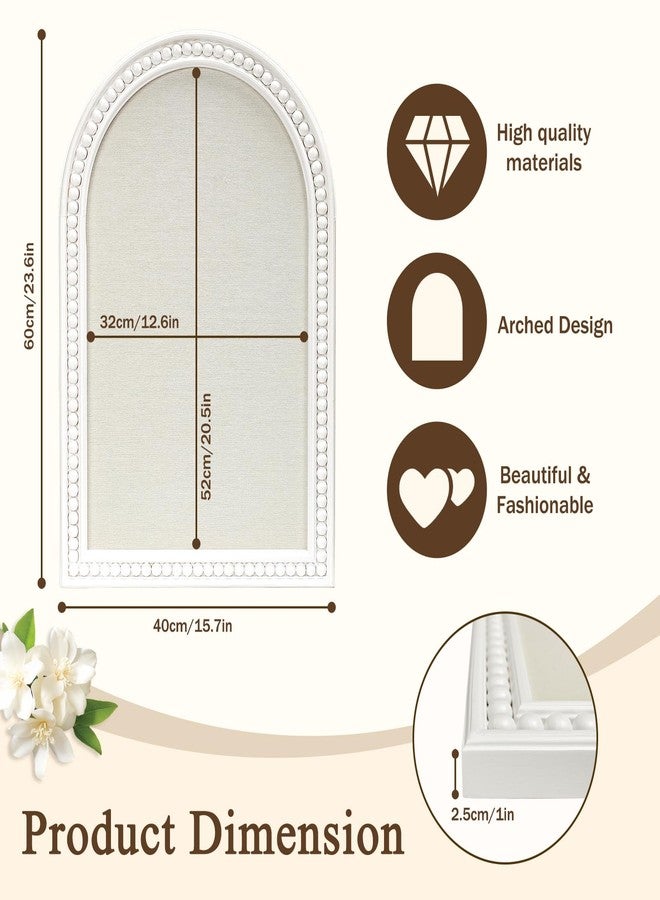 Umtiti 16" x 24" Linen Bulletin Board, Arched White Wooden Frame with Beads，Elegant Style Pin Board Wall Organizer,4060WH - Image 2