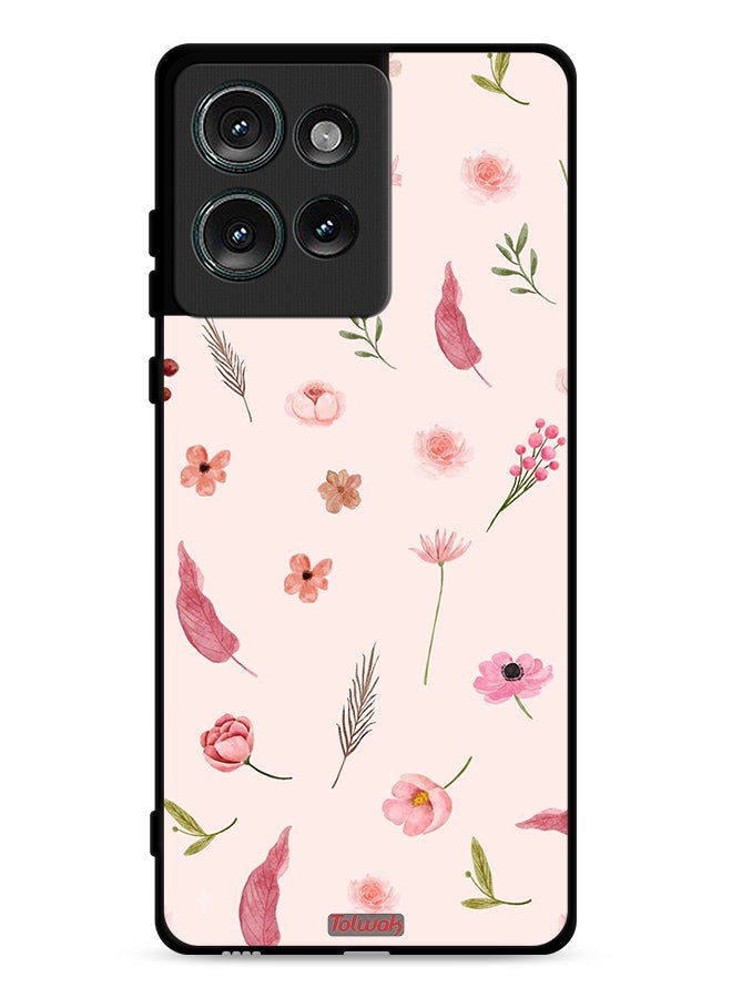 Tolwak Motorola Edge 50 Protective Case Cover Leaves And Roses Pattern - Image 1