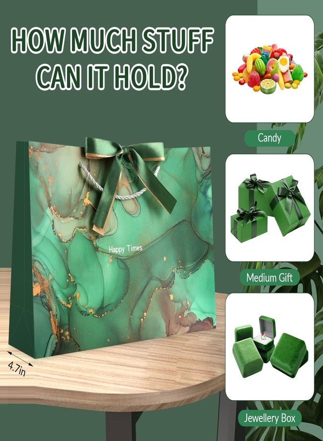 YoungTree Large Gift Bag with Tissue Papers and Greeting Card Two-Tone Ribbon,Portable Paper Birthday Gift Bag with Handles,Present Bags for Valentines Day Wedding Party Supplies(Green Marble Pattern) - Image 5
