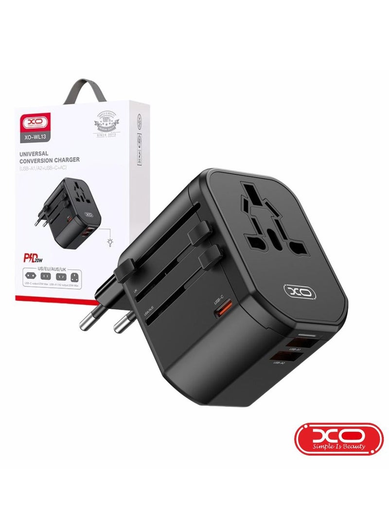 XO INET Universal Travel Adaptor Charger Multi Port PD 20W Fast Charge - Image 1