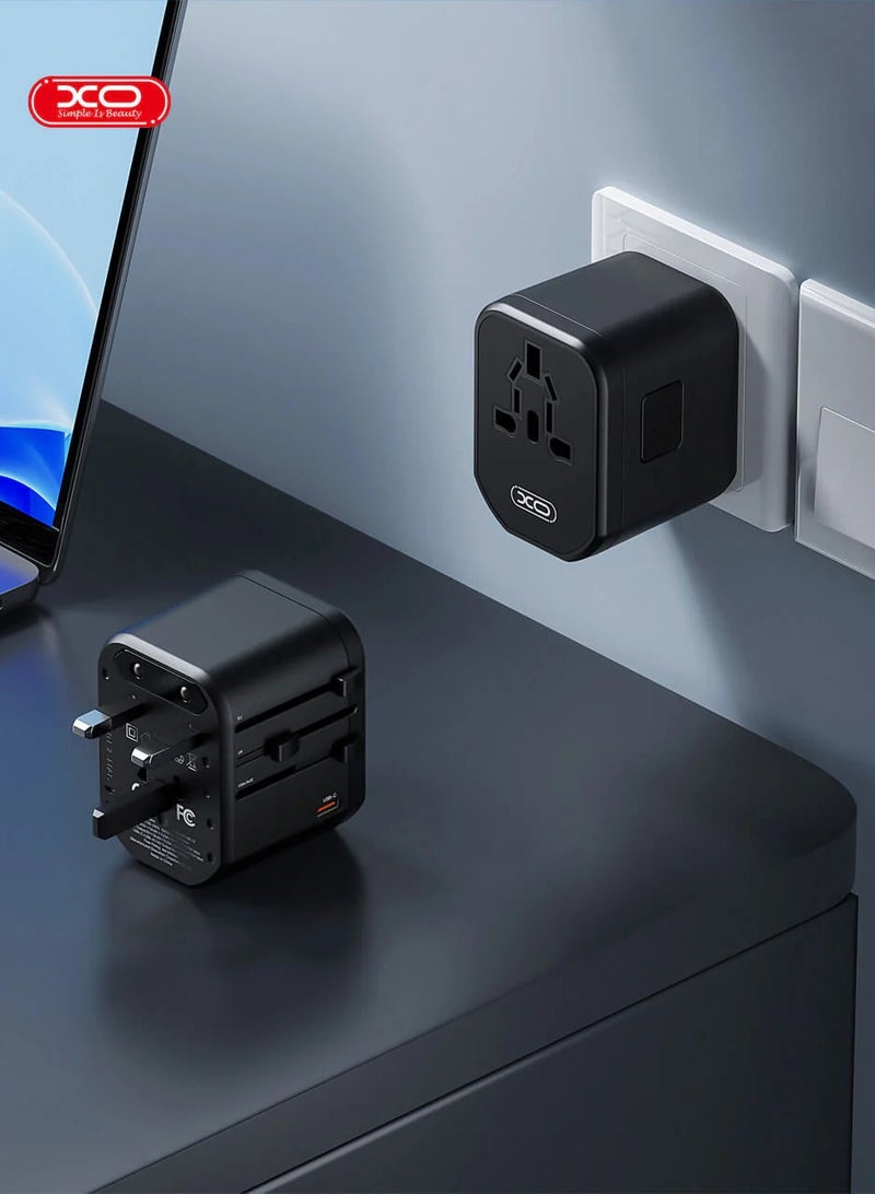 XO INET Universal Travel Adaptor Charger Multi Port PD 20W Fast Charge - Image 3