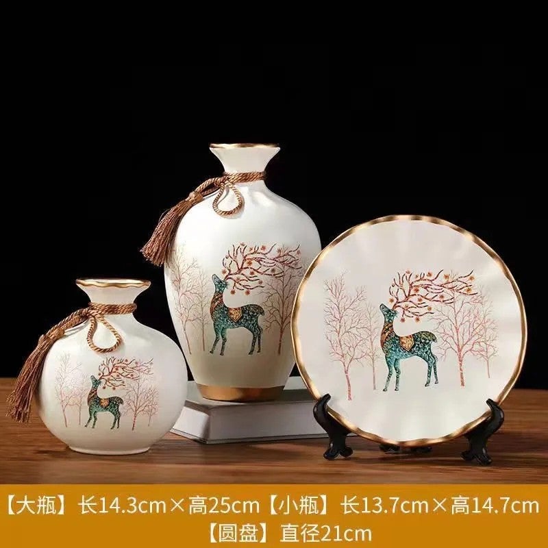 Y&D MSH Hand-Painted European Ceramic Vases Set of 3 - Elegant Flower Vases for Wedding, Party, Home Decor - Image 1
