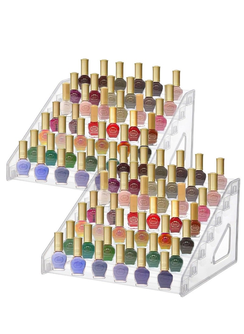 Nail Polish Organizer Bottle, 2Pcs Acrylic Nail Polish Makeup Holder Of 7 Layers, Clear Display Stand Rack For Storage Finger Nail Polish Gel Polish Eyeglasses Essential Oils  - Image 1