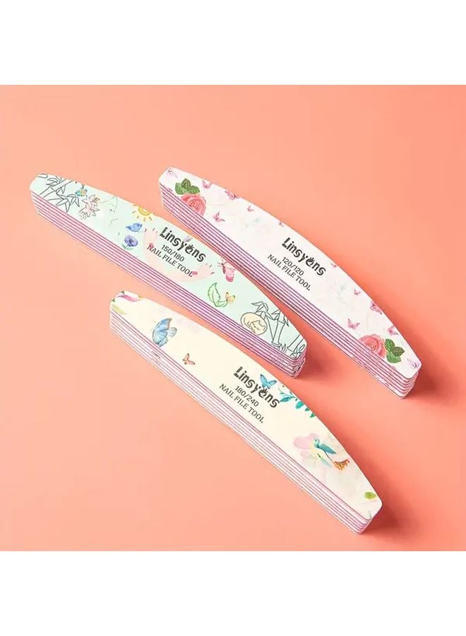 6pcs Linsyens Nail Care Set Butterfly 180 240 Double Sided Sanding Blocks Buffers Files - Image 1