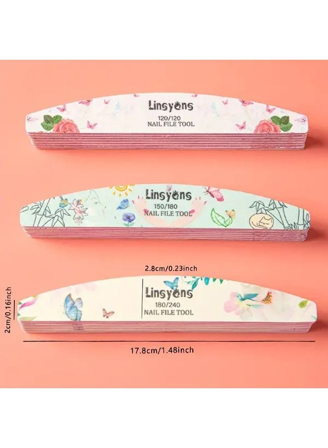 6pcs Linsyens Nail Care Set Butterfly 180 240 Double Sided Sanding Blocks Buffers Files - Image 5